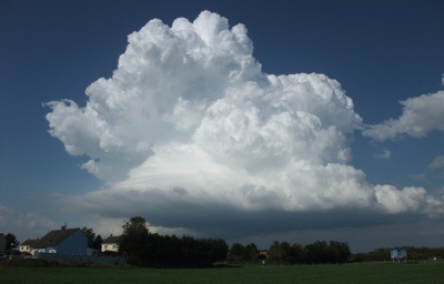 Le cumumus congestus, en form de choux-fleur, peut provoquer de fortes averses et se transformer en