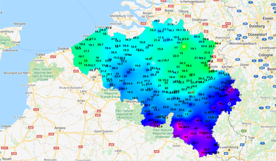 Totaux journaliers de précipitations mesurés le 22 janvier 1995.