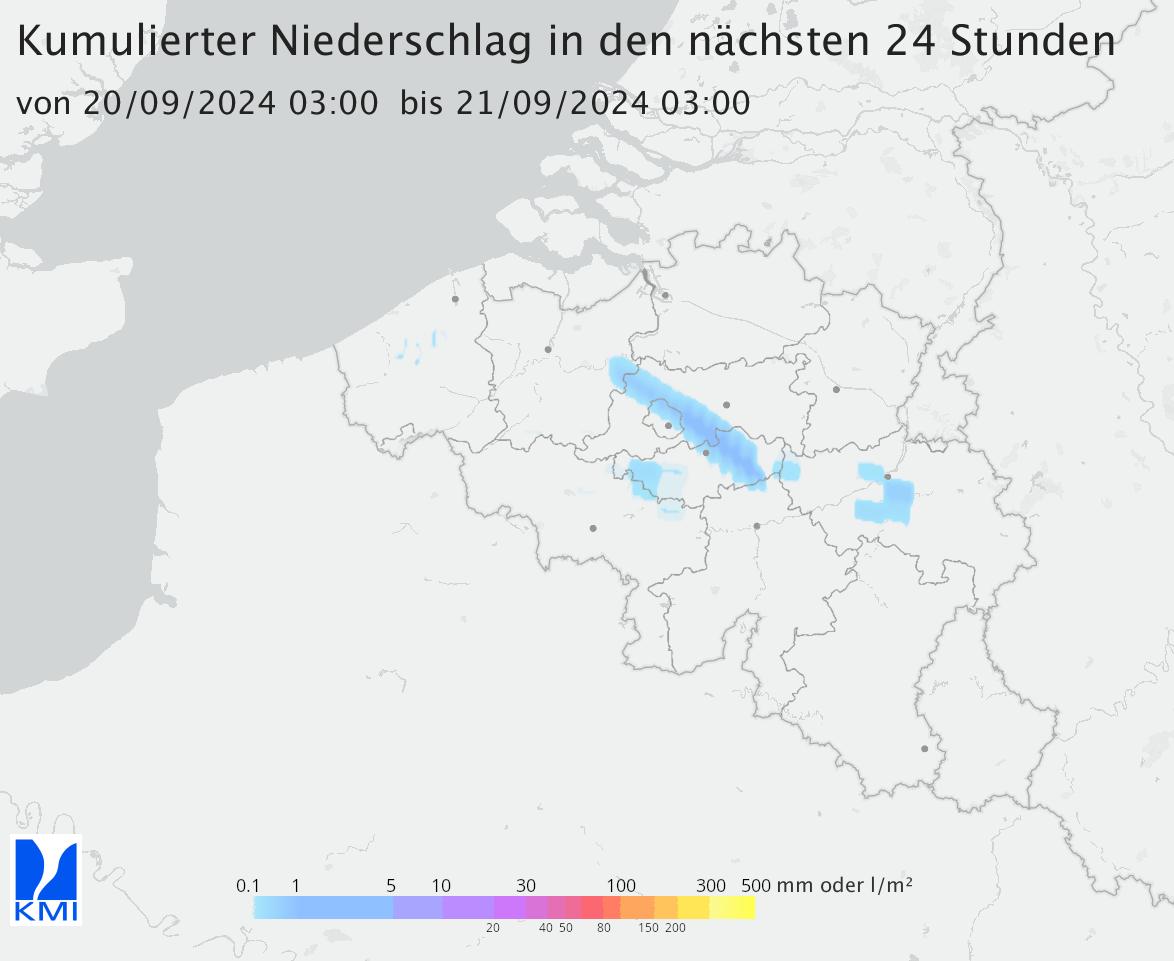 prognostizierte Niederschlagsmenge für die nächsten 24 Stunden